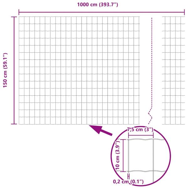 Euro Zaun mit 7 Spike-Pfosten 1.5x10 m verzinkter Stahl grau