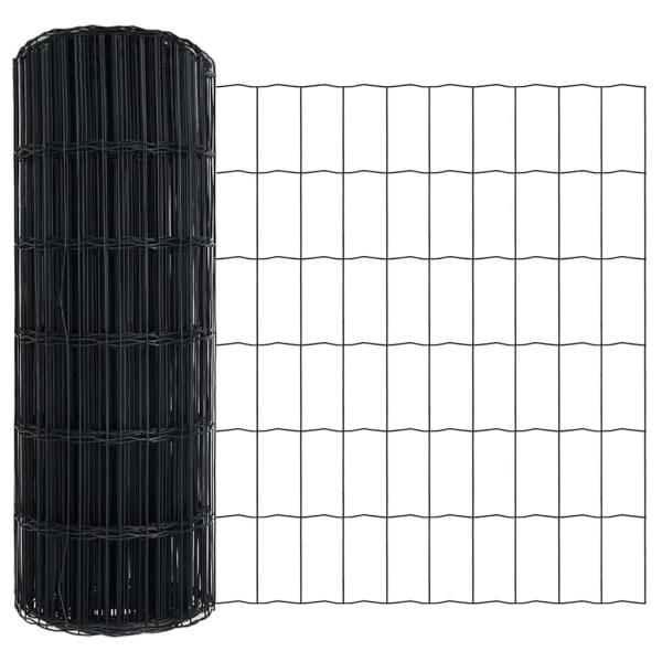 Euro Zaun mit 13 Spike-Posts 1x25 m Verzinkter Stahl Grau