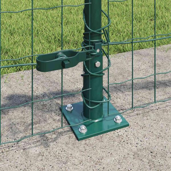 Euro Zaun mit 13 Flanschpfosten 0,4x50 m verzinkter Stahl
