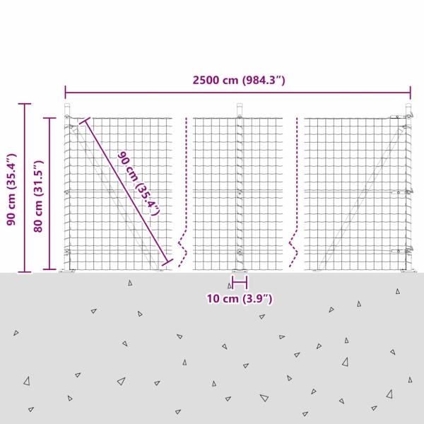 Euro Zaun mit 13 Flanschpfosten 0.8x25 m verzinkter Stahl