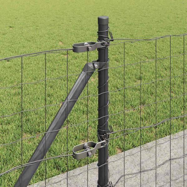 Euro Zaun mit 13 Flanschpfosten 0,6x25 m Feuerverzinkter Stahl