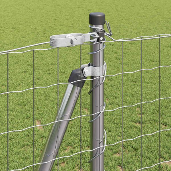 Euro Zaun mit 7 Flanschpfosten 1.2x10 m Galvanisierter Stahl