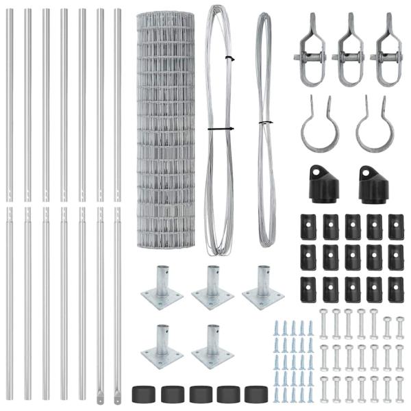 Euro Zaun mit 7 Flanschpfosten 1.2x10 m Galvanisierter Stahl