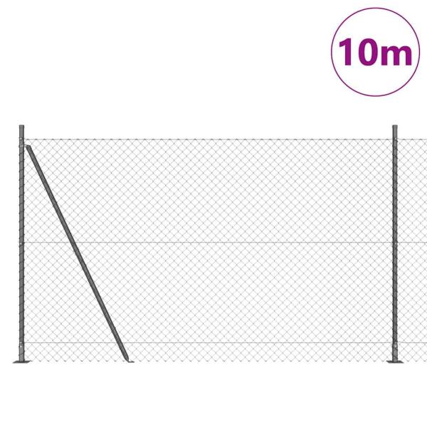 Maschendrahtzaun mit Betonsockel 10 x 1,6 m Grau Netz