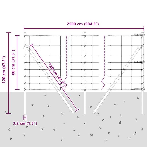 Ground Fix Geschweißter Drahtzaun 25 x 0,8 m Verzinkter Stahl