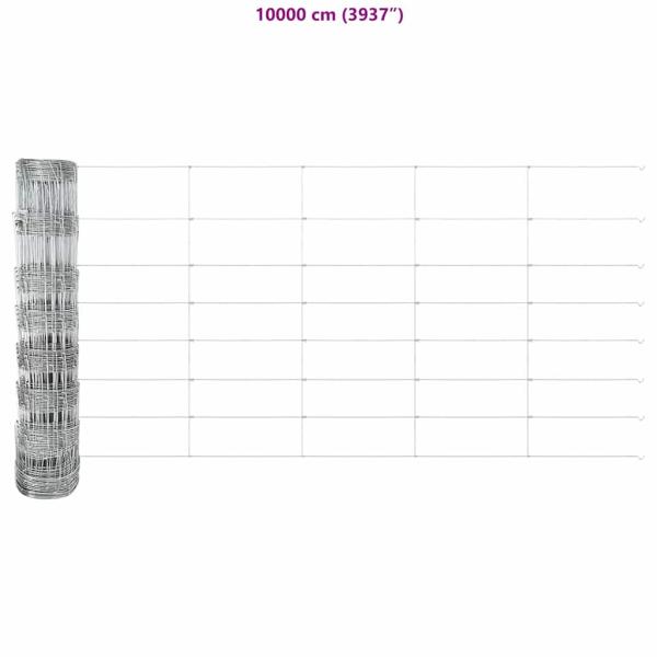 Feldzaun 0.8x25 m Verzinkter Stahl, Zaunpfosten 13 Stück Ø32 mm 120 cm Verzinkter Stahl