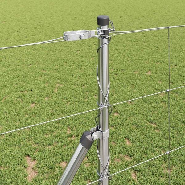 Feldzaun 1,2x25 m Verzinkter Stahl, Zaunpfosten 13 Stück Ø32 mm 170 cm Verzinkter Stahl