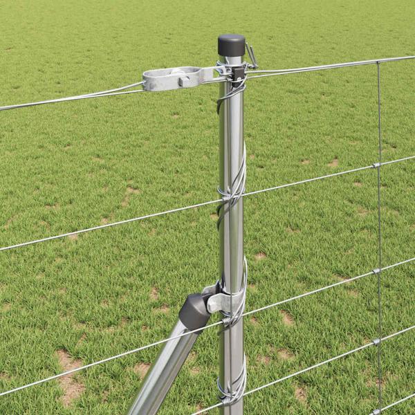 Weidezaun 1,2x25 m verzinkter Stahl, Zaunpfosten 13 Stück Ø32 mm 170 cm verzinkter Stahl