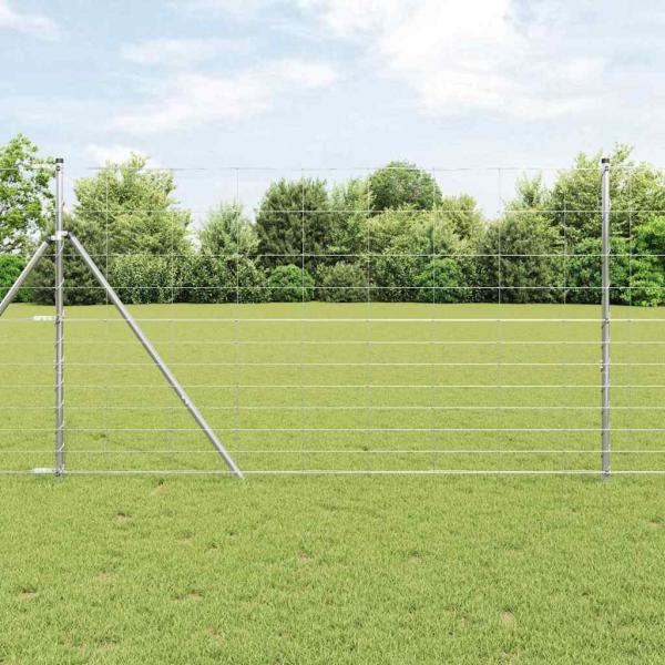 ARDEBO.de - Feldzaun 1,4x25 m Verzinkter Stahl, Zaunpfosten 13 Stück Ø32 mm 190 cm Verzinkter Stahl
