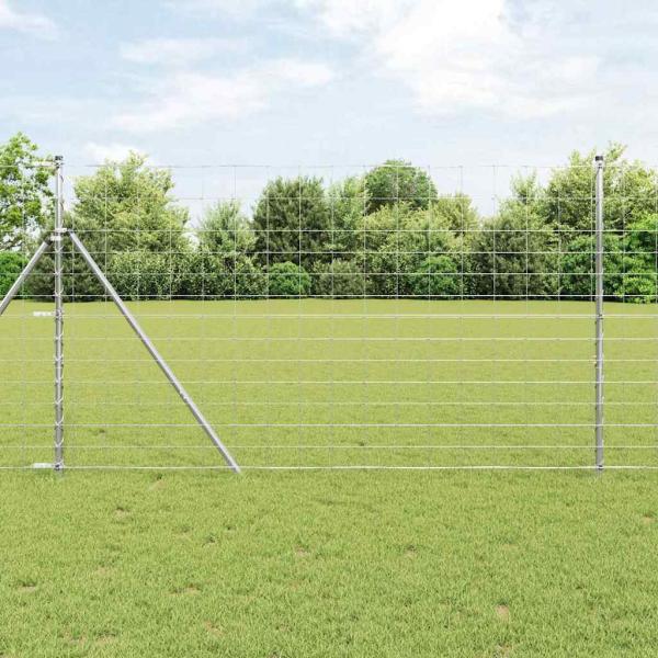 ARDEBO.de - Weidezaun 1.4x25 m Verzinkter Stahl, Zaunpfosten 13 Stück Ø32 mm 190 cm Verzinkter Stahl