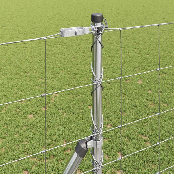 Weidezaun 1.4x25 m Verzinkter Stahl, Zaunpfosten 13 Stück Ø32 mm 190 cm Verzinkter Stahl