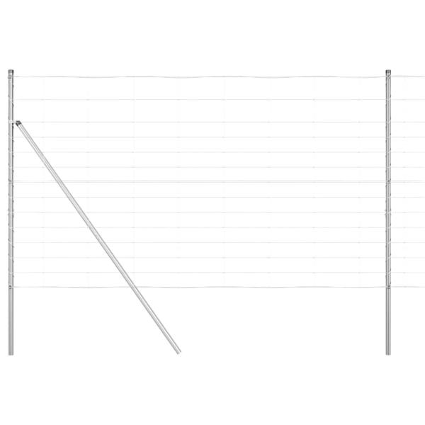 Feldzaun 1.4x25 m Verzinkter Stahl, Zaunpfosten 13 Stück Ø32 mm 190 cm Verzinkter Stahl