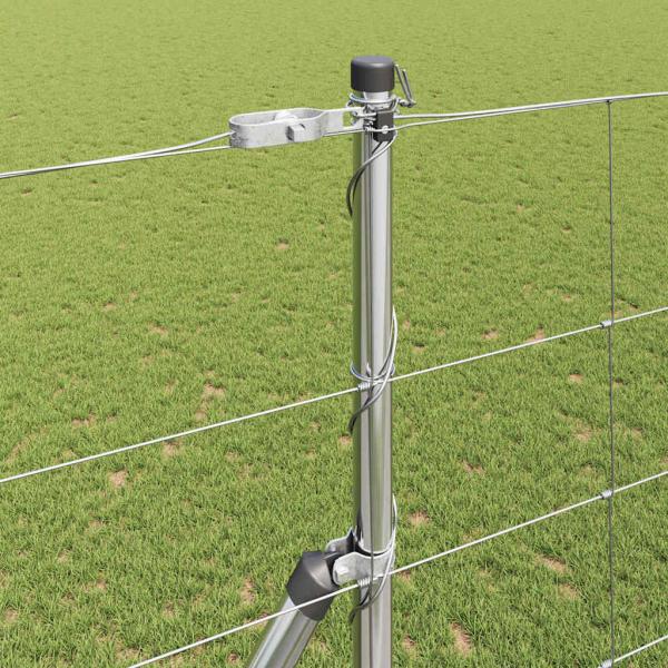 Weidezaun 1.5x25 m Verzinkter Stahl, Zaunpfosten 13 Stück Ø32 mm 200 cm Verzinkter Stahl