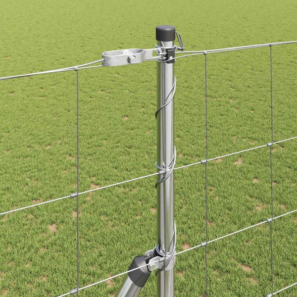 Feldzaun 1,6x25 m Verzinkter Stahl, Zaunpfosten 13 Stk Ø32 mm 210 cm Verzinkter Stahl