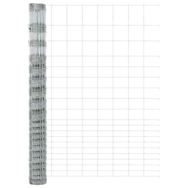 Feldzaun 1,6x25 m Verzinkter Stahl, Zaunpfosten 13 Stk Ø32 mm 210 cm Verzinkter Stahl