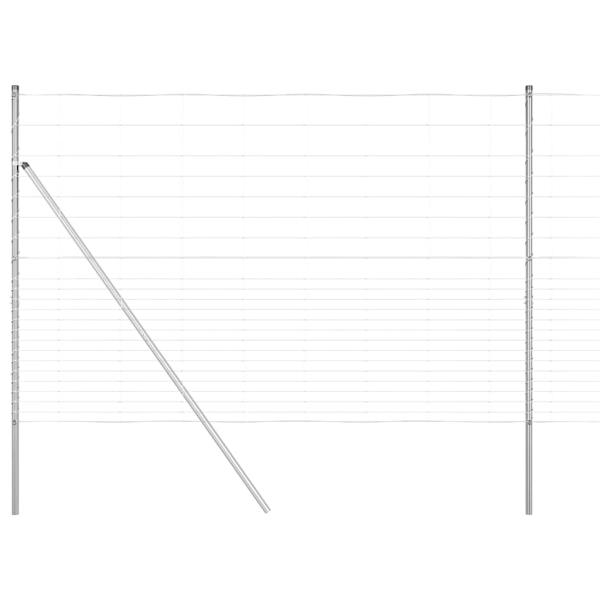 Feldzaun 1,6x25 m Verzinkter Stahl, Zaunpfosten 13 Stück Ø32 mm 210 cm Verzinkter Stahl