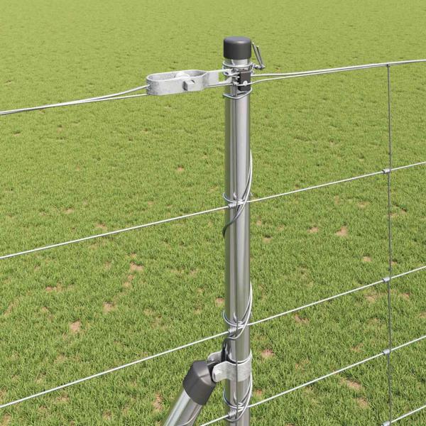 Feldzaun 1,6x25 m Verzinkter Stahl, Zaunpfosten 13 Stück Ø32 mm 210 cm Verzinkter Stahl