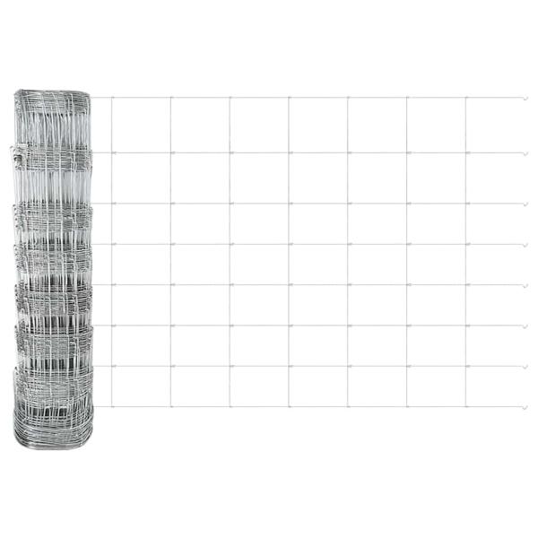 Feldzaun 0.8x50 m Verzinkter Stahl, Zaunpfosten 13 Stück Ø32 mm 120 cm Verzinkter Stahl