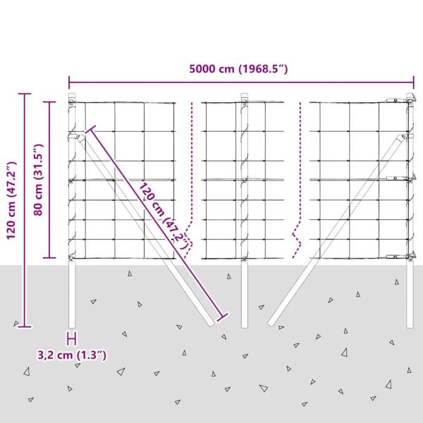 Ground Fix Geschweißter Drahtzaun 50 x 0,8 m Verzinkter Stahl