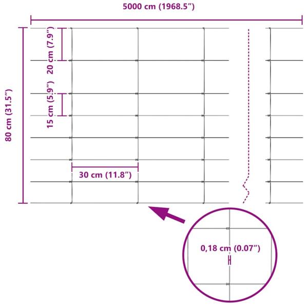 Feldzaun 0.8x50 m verzinkter Stahl, Zaunpfosten 13 Stück Ø32 mm 120 cm verzinkter Stahl