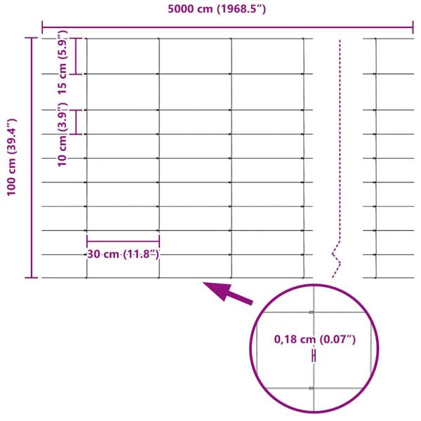 Feldzaun 1x50 m Verzinkter Stahl, Zaunpfosten 13 Stück Ø32 mm 150 cm Verzinkter Stahl