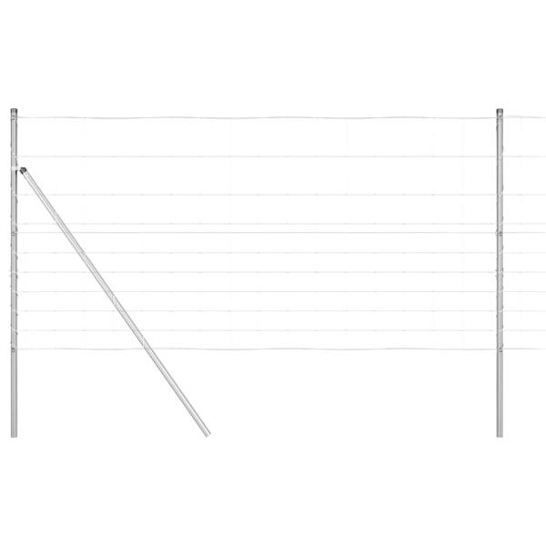 Feldzaun 1,2 x 50 m verzinkter Stahl, Zaunpfosten 13 Stück Ø32 mm 170 cm verzinkter Stahl