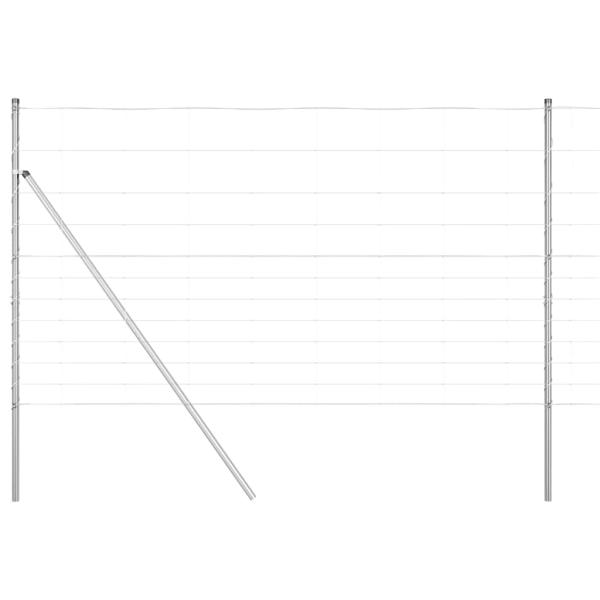 Feldzaun 1.4x50 m Verzinkter Stahl, Zaunpfosten 13 Stück Ø32 mm 190 cm Verzinkter Stahl
