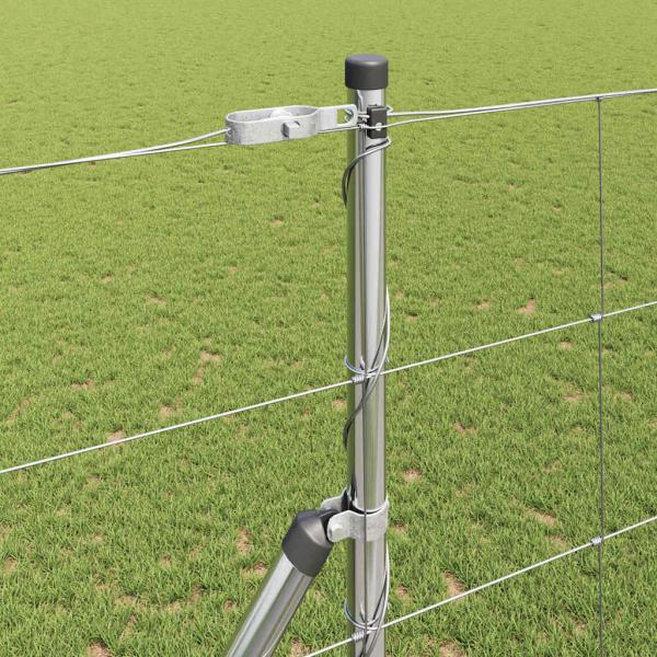 Feldzaun 1.4x50 m Verzinkter Stahl, Zaunpfosten 13 Stück Ø32 mm 190 cm Verzinkter Stahl