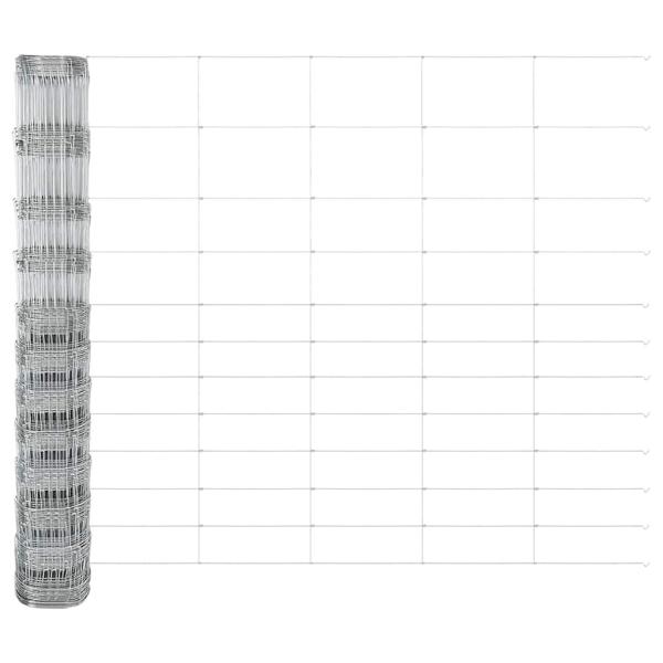 Feldzaun 1.4x50 m Verzinkter Stahl, Zaunpfosten 13 Stück Ø32 mm 190 cm Verzinkter Stahl