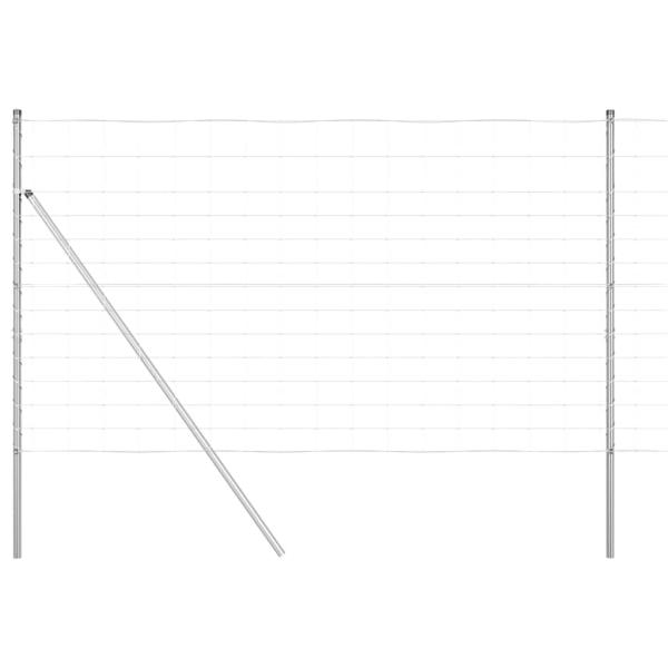 Feldzaun 1,4x50 m Verzinkter Stahl, Zaunpfosten 13 Stück Ø32 mm 190 cm Verzinkter Stahl
