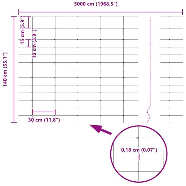 Feldzaun 1,4x50 m verzinkter Stahl, Zaunpfosten 13 Stück Ø32 mm 190 cm verzinkter Stahl