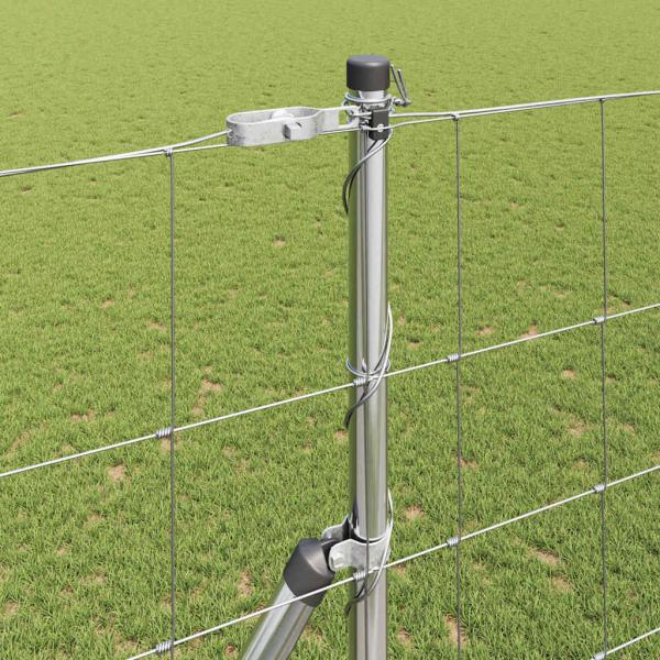 Feldzaun 1,5x50 m verzinkter Stahl, Zaunpfosten 13 Stk Ø32 mm 200 cm verzinkter Stahl