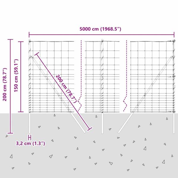 Ground Fix Geschweißter Drahtzaun 50 x 1,5 m Verzinkter Stahl