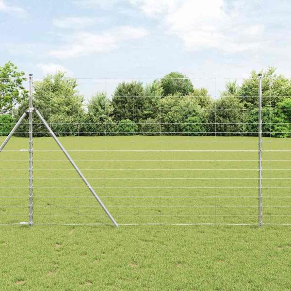 ARDEBO.de - Feldzaun 1,6x50 m Verzinkter Stahl, Zaunpfosten 13 Stk Ø32 mm 210 cm Verzinkter Stahl