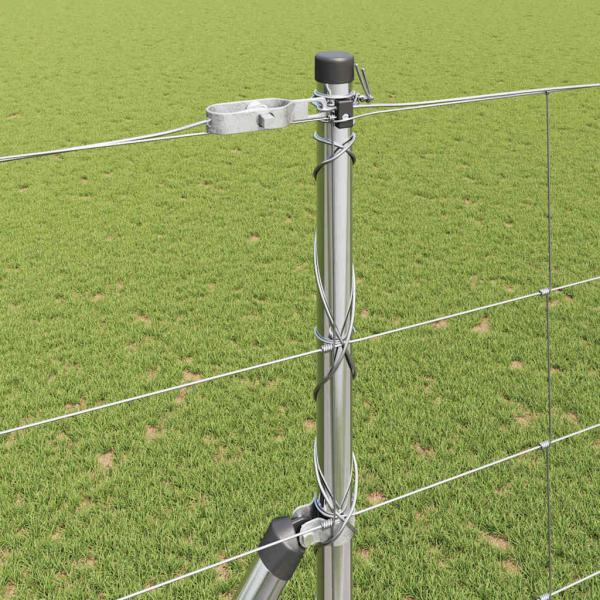 Feldzaun 1,6x50 m Verzinkter Stahl, Zaunpfosten 13 Stk Ø32 mm 210 cm Verzinkter Stahl