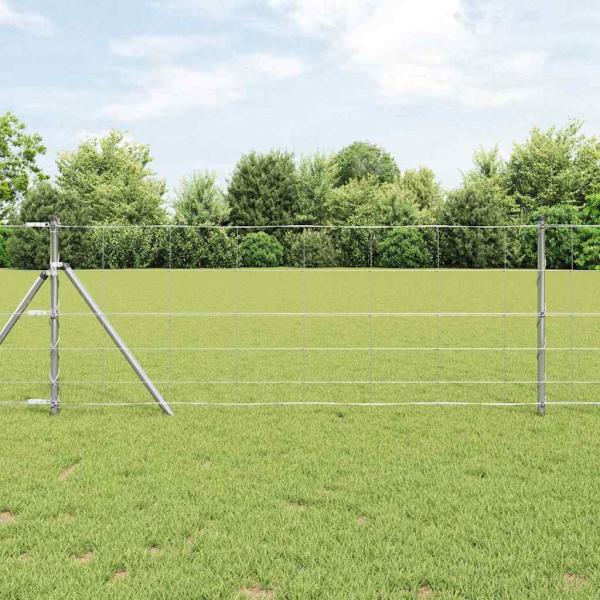 ARDEBO.de - Feldzaun 0,8x100 m verzinkter Stahl, Zaunpfosten 13 Stück Ø32 mm 120 cm verzinkter Stahl