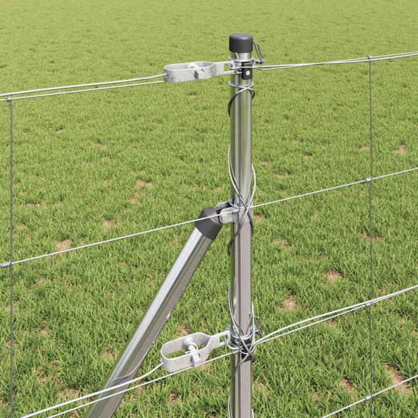 Feldzaun 0,8x100 m verzinkter Stahl, Zaunpfosten 13 Stück Ø32 mm 120 cm verzinkter Stahl