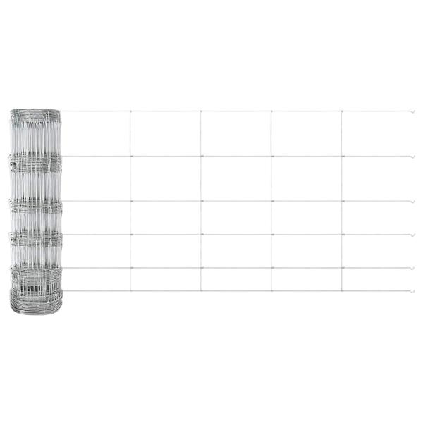 Feldzaun 0,8x100 m verzinkter Stahl, Zaunpfosten 13 Stück Ø32 mm 120 cm verzinkter Stahl