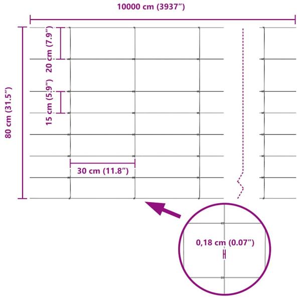 Feldzaun 0,8 x 100 m aus verzinktem Stahl, Zaunpfosten 13 Stk. Ø32 mm 120 cm aus verzinktem Stahl