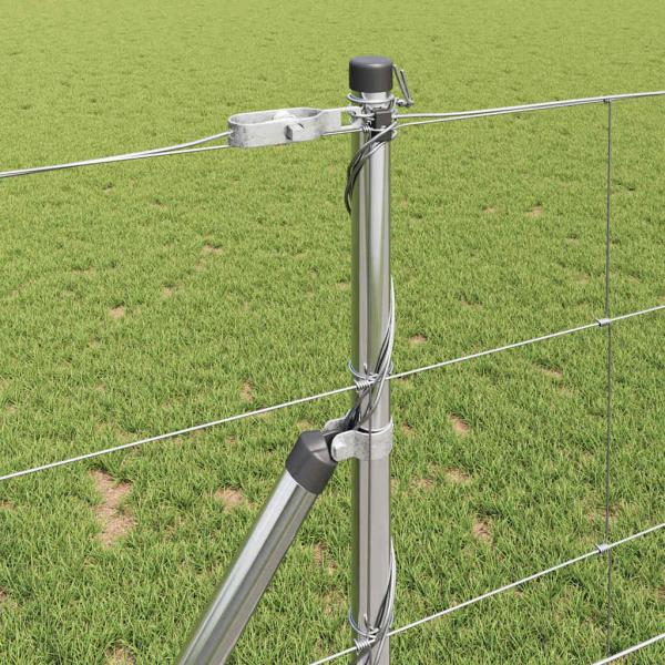 Feldzaun 1x100 m Verzinkter Stahl, Zaunpfosten 13 Stück Ø32 mm 150 cm Verzinkter Stahl