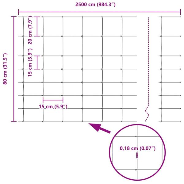 Feldzaun 0,8x25 m verzinkter Stahl, Zaunpfosten mit Spike 13 stk Ø32 mm 100 cm verzinkter Stahl