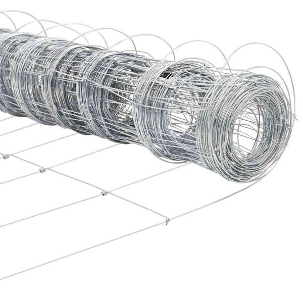 Feldzaun 0,8x25 m verzinkter Stahl, Zaunpfosten mit Spike 13 Stück Ø32 mm 100 cm verzinkter Stahl
