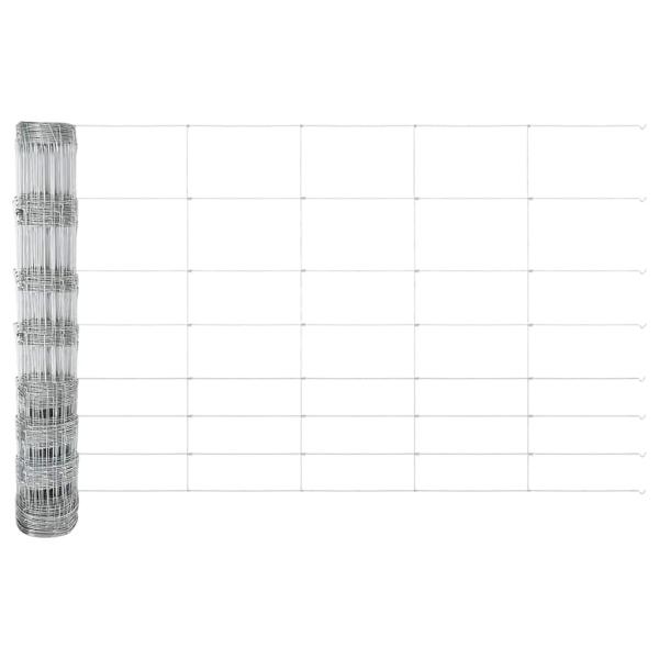 Feldzaun 1x25 m Verzinkter Stahl, Zaunpfosten mit Spitze 13 Stück Ø32 mm 120 cm Verzinkter Stahl