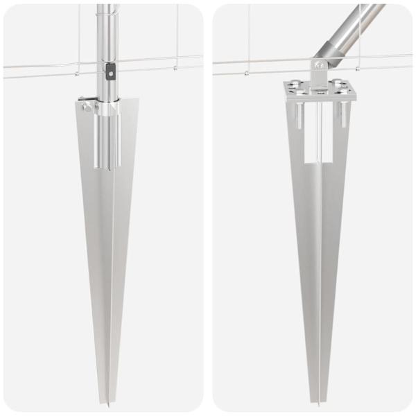 Feldzaun 1x25 m Verzinkter Stahl, Zaunpfosten mit Spike 13 Stück Ø32 mm 120 cm Verzinkter Stahl