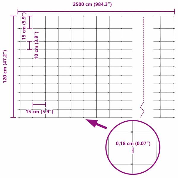 Feldzaun 1,2x25 m aus verzinktem Stahl, Zaunpfosten mit Spitze 13 Stück Ø32 mm 140 cm aus verzinktem Stahl