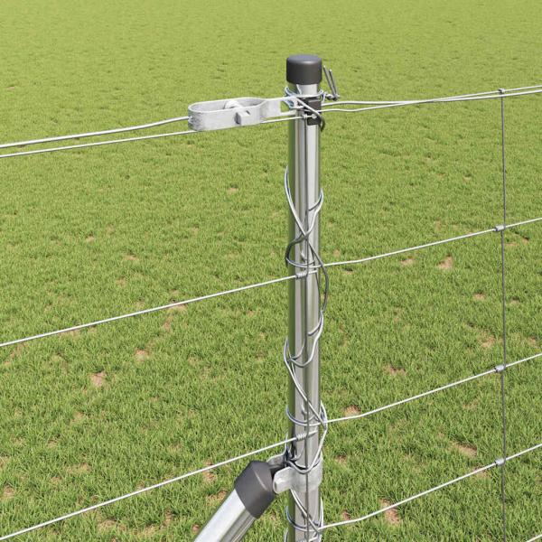 Feldzaun 1,4 x 25 m Verzinkter Stahl, Zaunpfosten mit Spitze 13 Stück Ø32 mm 160 cm Verzinkter Stahl