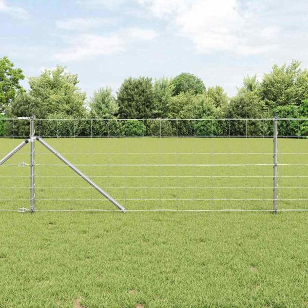 ARDEBO.de - Feldzaun 0,8 x 50 m aus verzinktem Stahl, Zaunpfosten mit Spike 13 Stück Ø32 mm 100 cm aus verzinktem Stahl