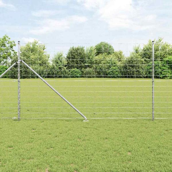 ARDEBO.de - Feldzaun 1,4x50 m verzinkter Stahl, Zaunpfosten mit Spike 13 Stück Ø32 mm 160 cm verzinkter Stahl
