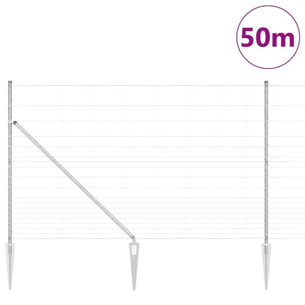 Schweißdrahtzaun mit Spikes 50 x 1,5 m Verzinkter Stahl Silber