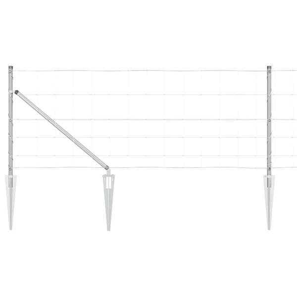 Wiesenzaun 0,8x100 m verzinkter Stahl, Zaunpfosten mit Schraube 13 Stk Ø32 mm 100 cm verzinkter Stahl